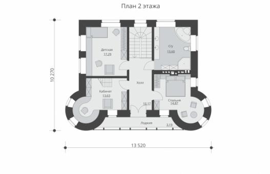 Проект трехэтажного жилого дома с чердаком, лоджией и террасами